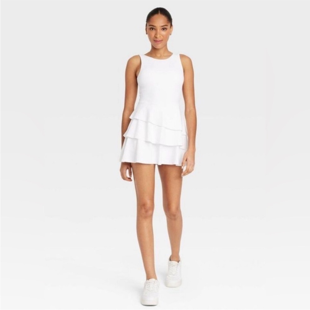 JoyLab Women's White Knit Highneck Layered Active Dress Size XXL NWT